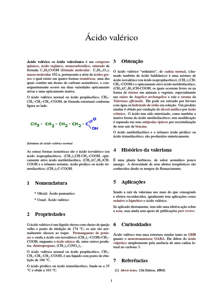 Ácido valérico Grupo Funcional Ciências Físicas