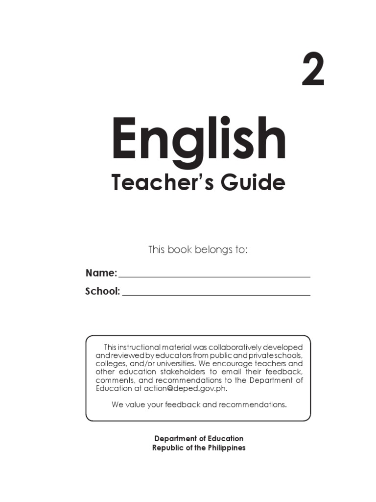 Grade 2 English Teacher's Guide | PDF | Syllable | Editing
