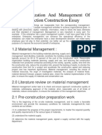 The Organization and Management of the Construction Construction Essay