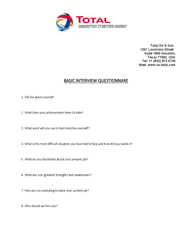 Total Oil & Gas Interview Questions Guide | PDF | Nature