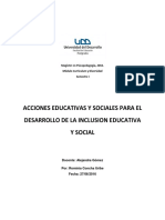 Acciones Educativas y Sociales para El Desarrollo de La Inclusión Educativa y Social