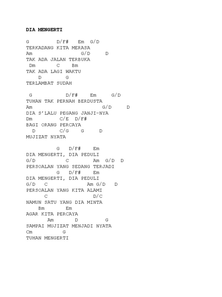 Dia Mengerti Chord Pdf