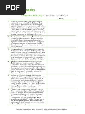 Biology for the IB Diploma Chapter 3 Summary