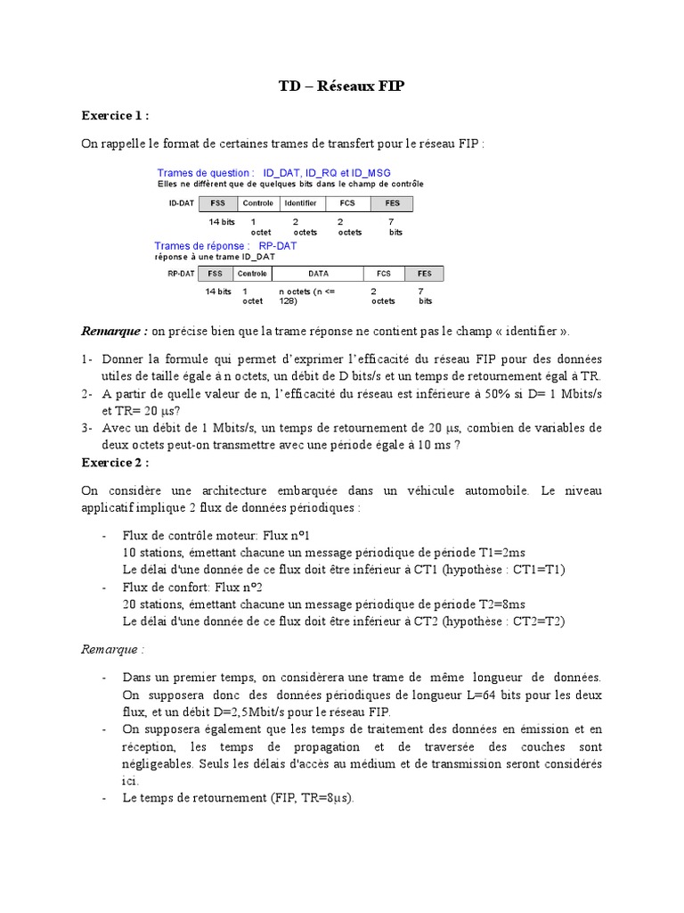 Efficacité et ordonnancement réseau FIP | PDF | Informatique et ...