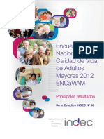 29. Encuesta Nacional Sobre Calidad de Vida de Adultos Mayores 2012