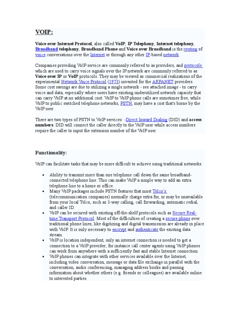 Voice Over Internet Protocol | PDF | Voice Over Ip | Telephone
