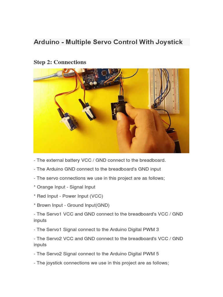 Arduino - Multiple Servo Control With Joystick: Step 2: Connections | PDF