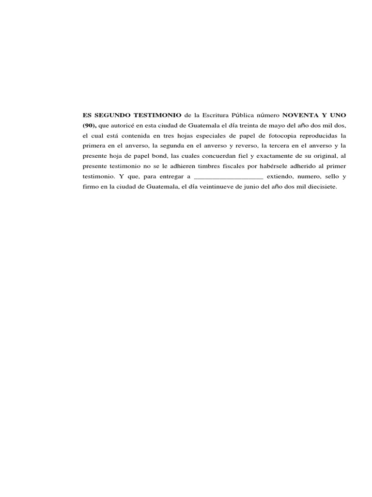 Solicitud de Segundo Testimonio Notarial | PDF