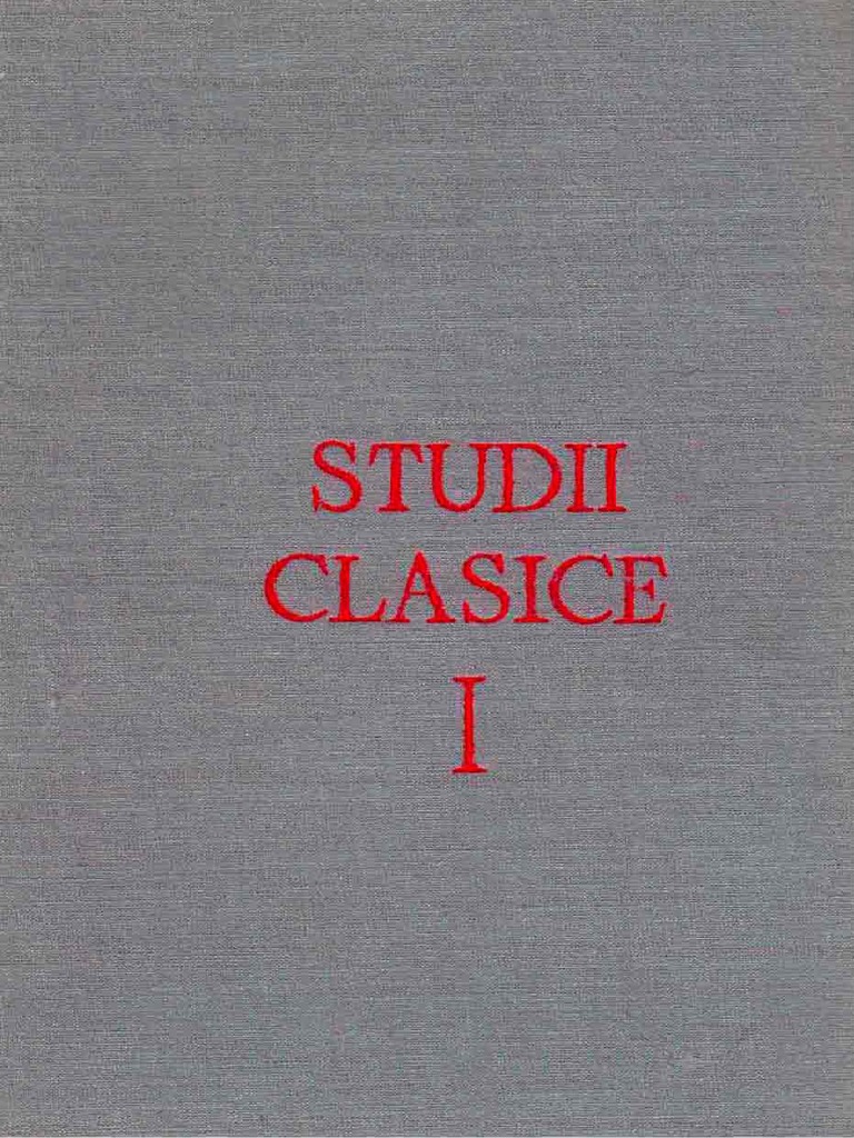 Studii Clasice Vol I