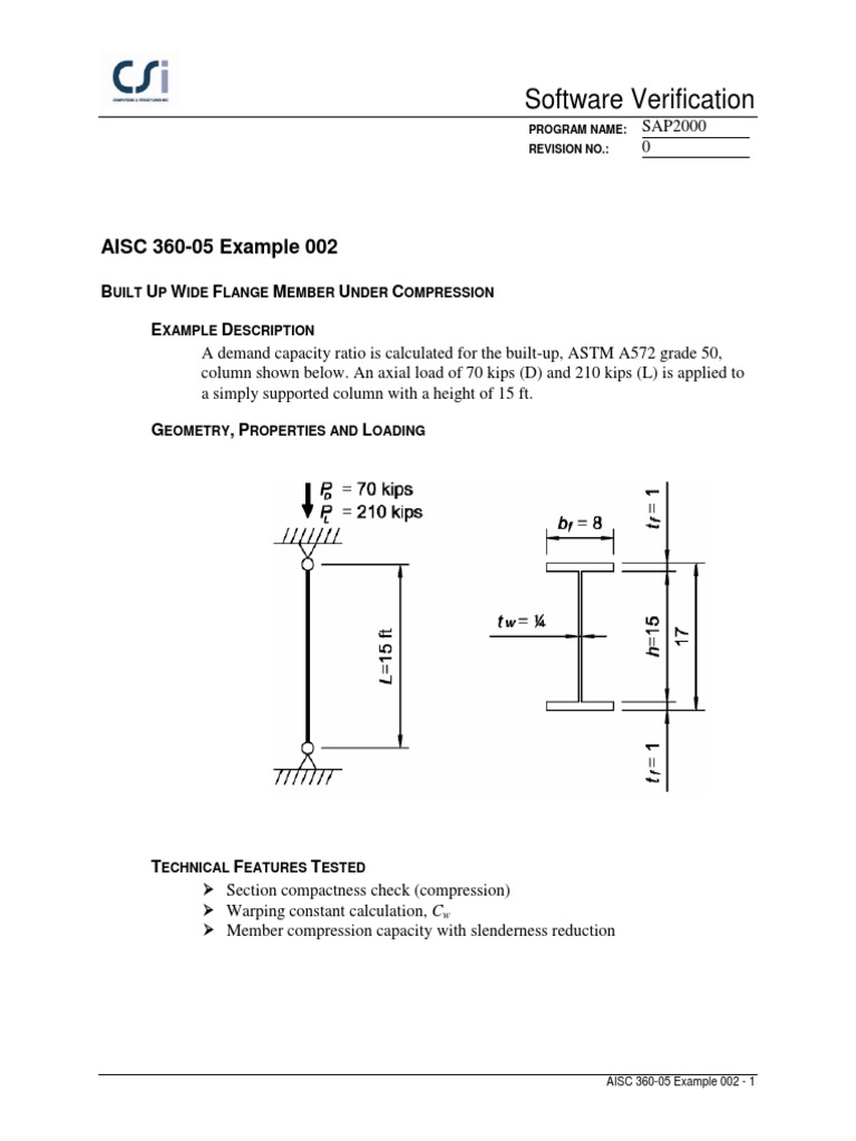 AISC 360-05 Built-Up Column Example | PDF | Buckling | Classical Mechanics
