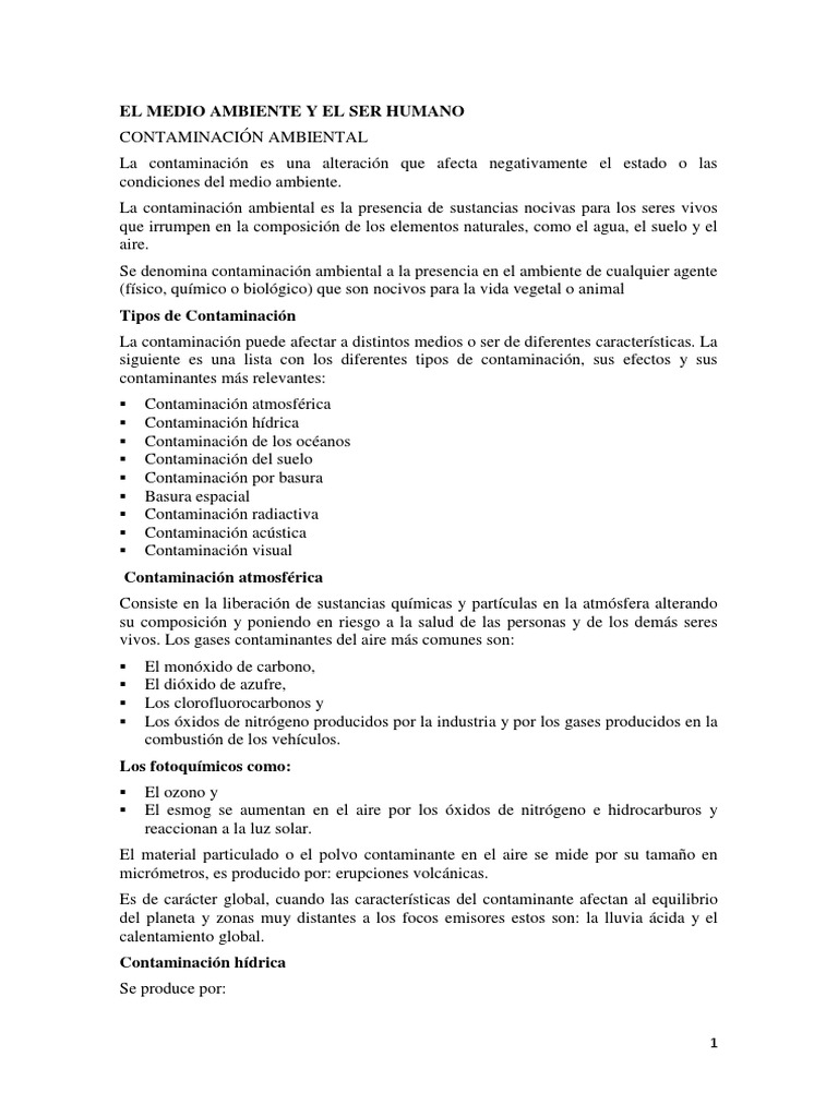 29 El Medio Ambiente y El Ser Humano | PDF | La contaminación del agua ...