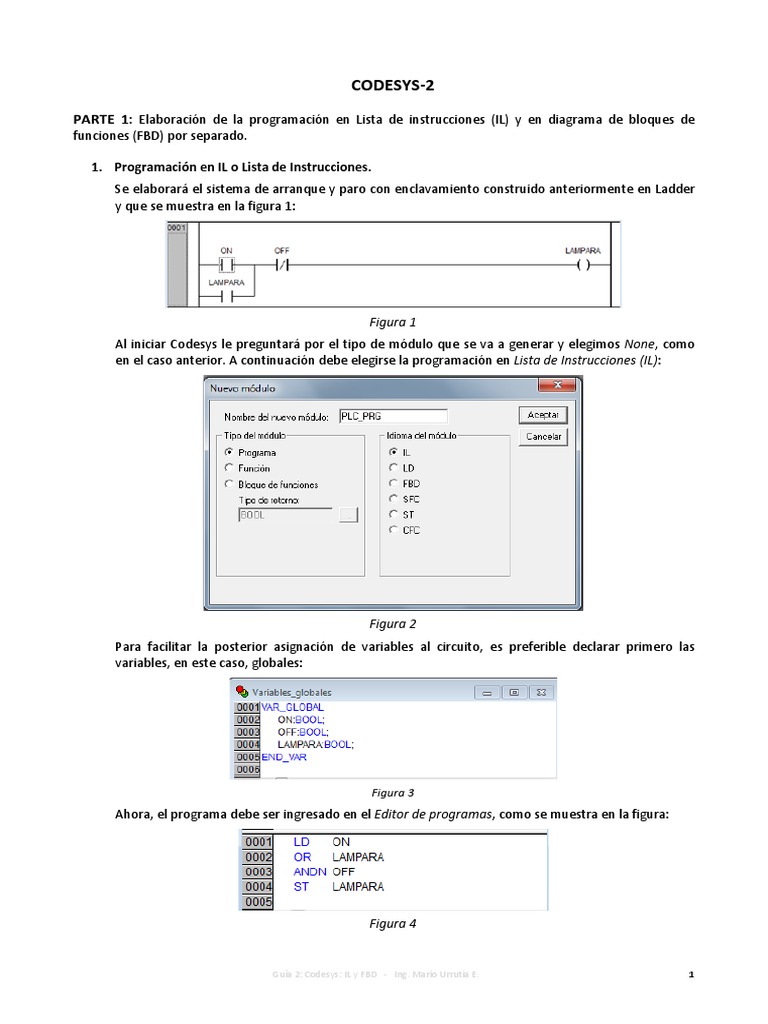 Programación en CODESYS: IL y FBD | PDF | Programación de computadoras ...