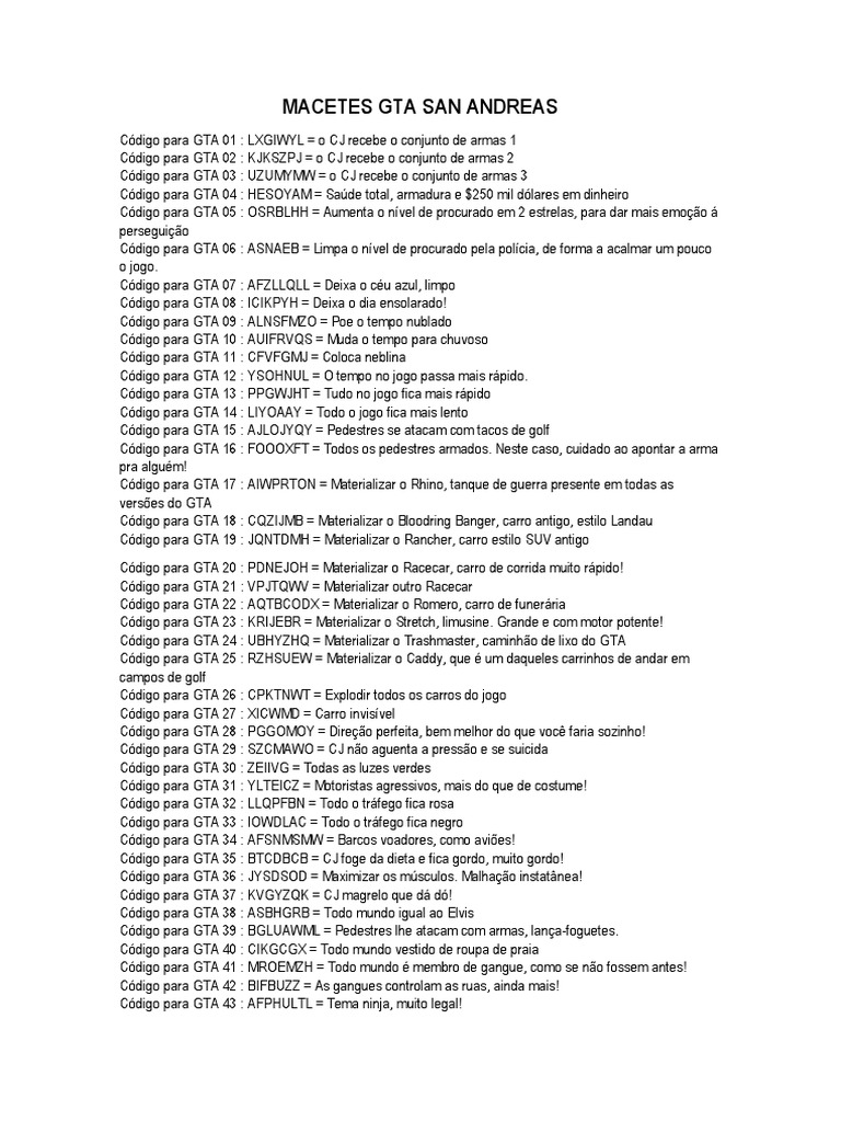 Macetes Gta | PDF | Transporte | Lazer