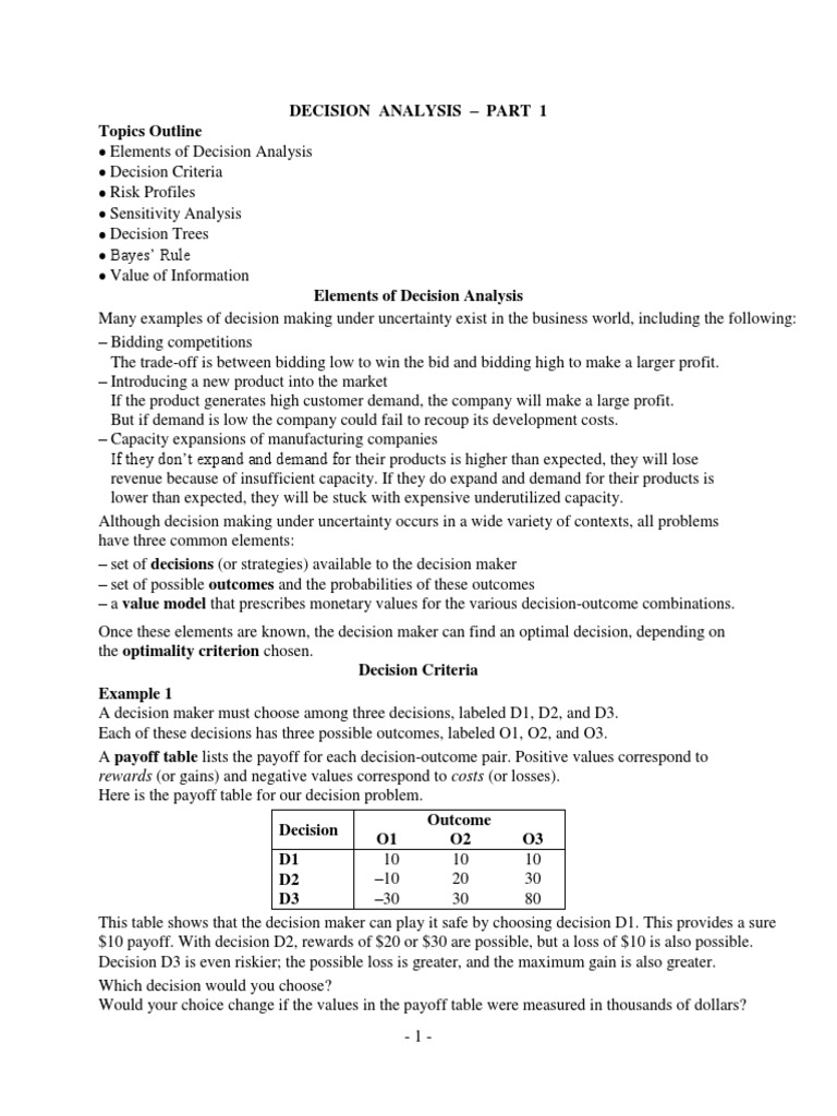 Decision Analysis Techniques Explained | PDF | Probability ...