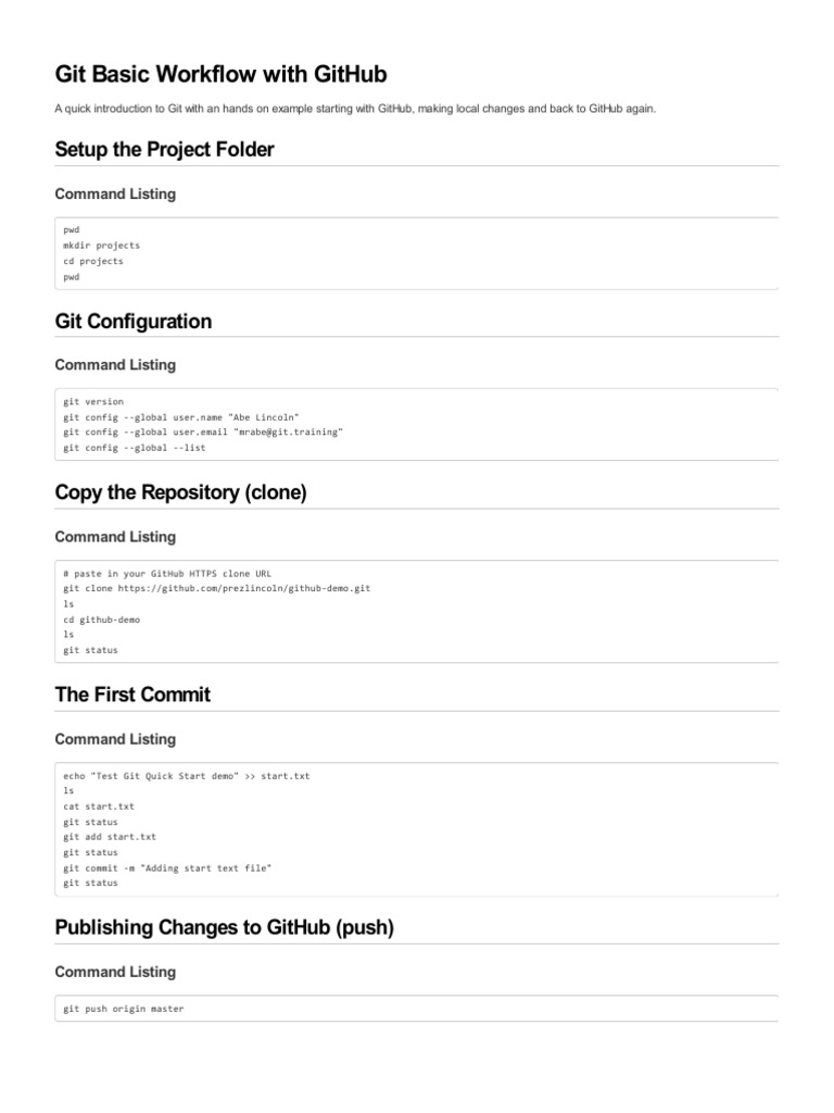 01-Basics Git Commands PDF | PDF | Home & Garden | Technology & Engineering