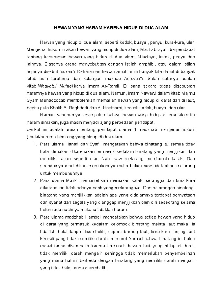Hewan Yang Haram Karena Hidup Di Dua Alam Hewan Yang Haram Karena Hidup Di Dua Alam