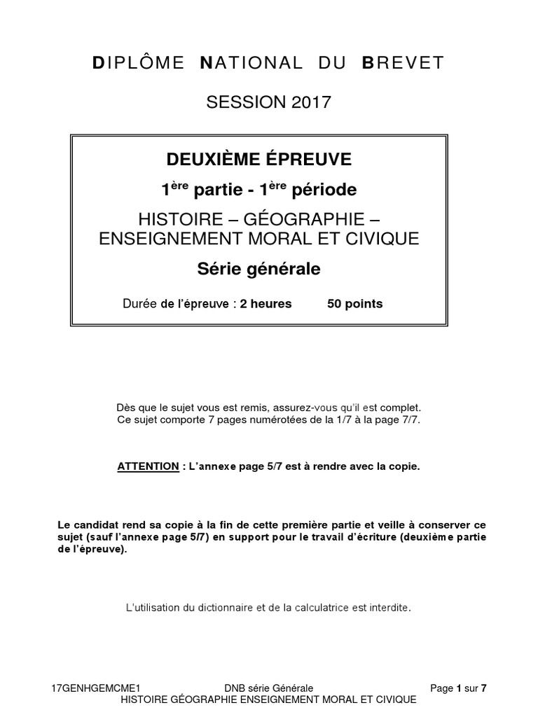 Sujet Brevet Histoire Avec Corrigé Pdf 2022 DNB 2017 Histoire Geo Emc Sujet | PDF | Étalement urbain | Urbanisation