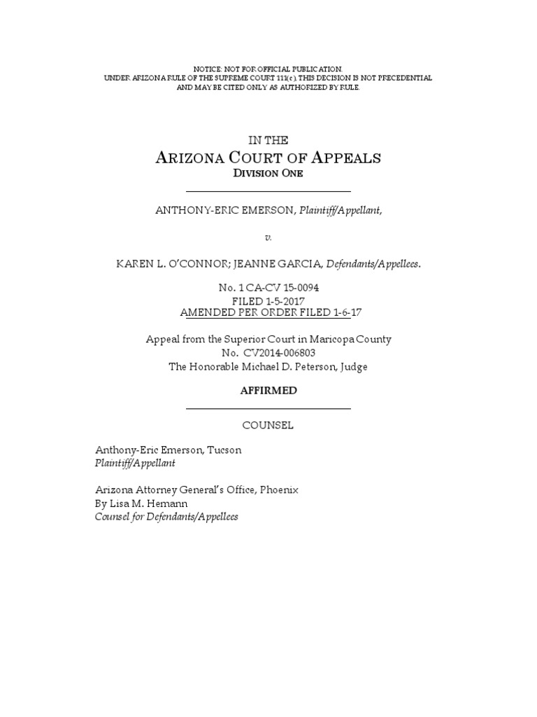 Rizona Ourt of Ppeals PDF Federal Rules Of Civil Procedure Pleading