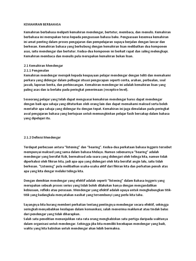 Kemahiran Berbahasa Pdf