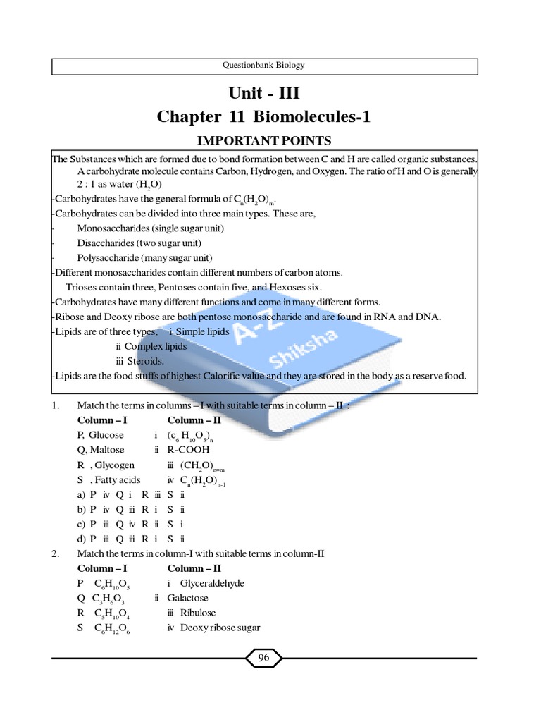 Bio Molecules Carbohydrates Nucleic Acids
