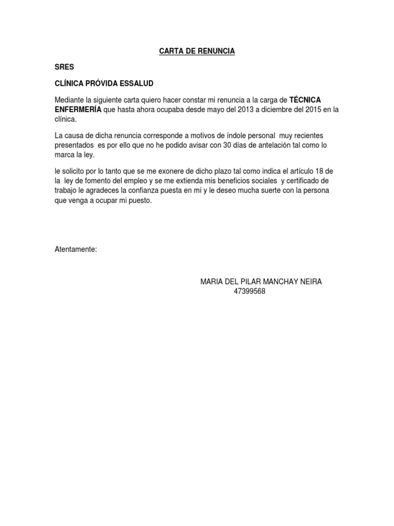 Carta de Renuncia