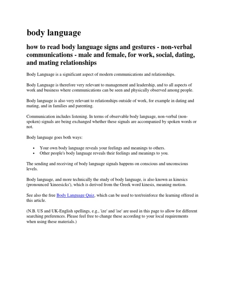 Understanding Body Language Signs | PDF | Self-Improvement