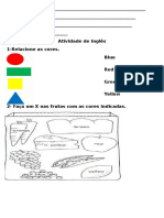 Atividades Das Cores em Inglês para Educação Infantil e para o 1° Ano