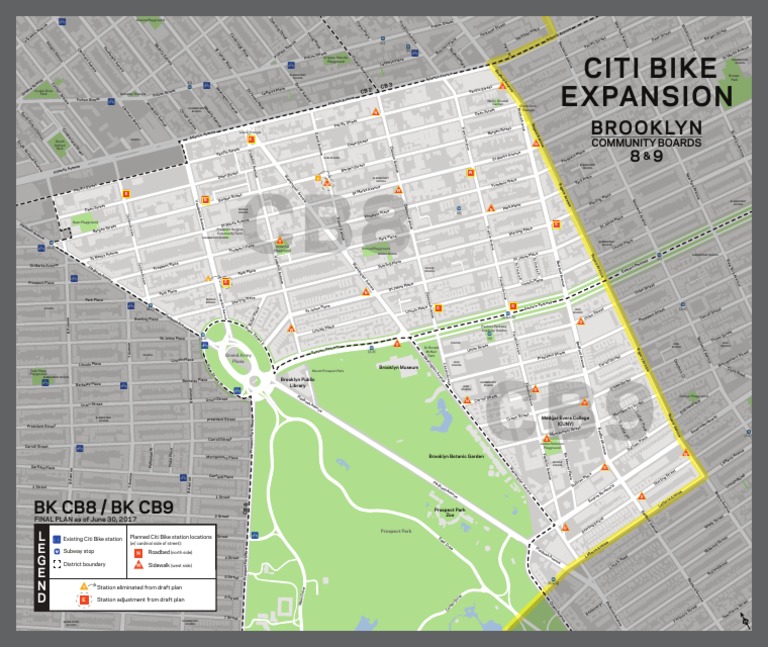 Final Citibike Locations for Prospect Heights, Crown Heights and