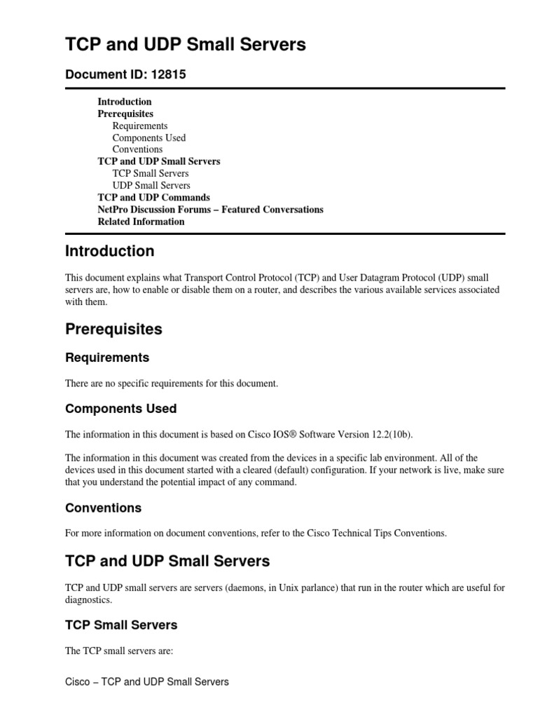 TCP and UDP Small Servers | PDF | Transmission Control Protocol ...