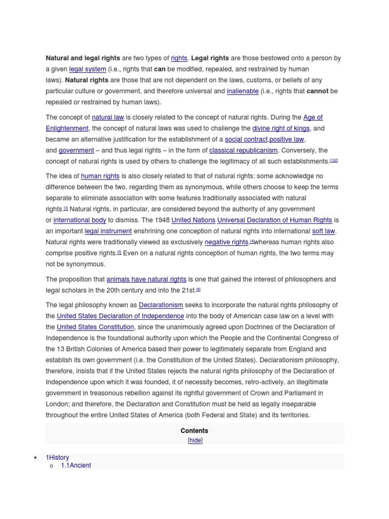 Natural vs. Legal Rights Explained | PDF | Natural And Legal Rights ...