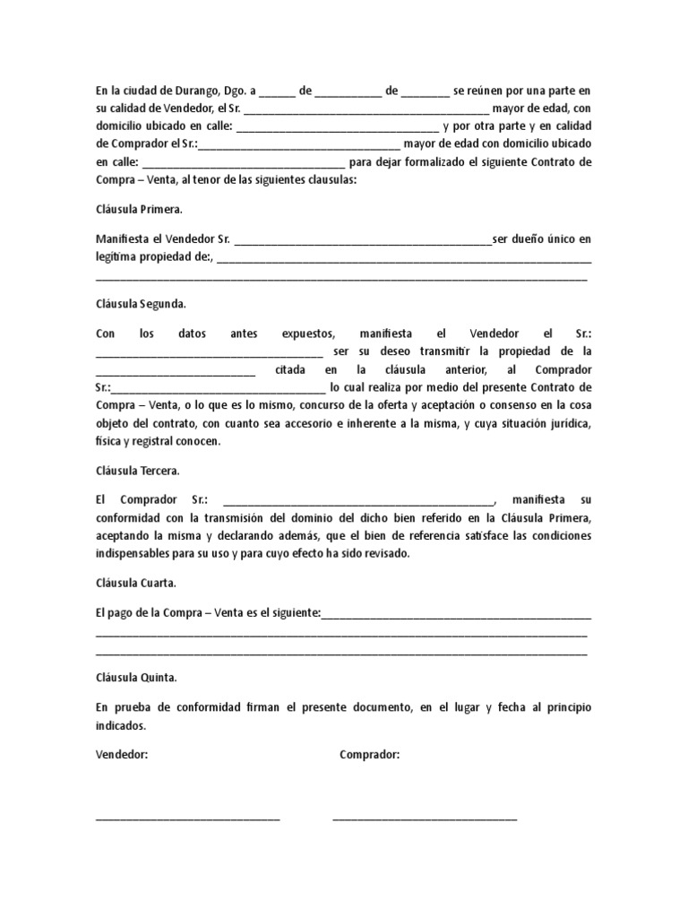 Contrato de Compra - Venta Motocicleta | PDF