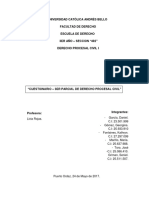 Cuestionario de Tercer Parcial - Derecho Procesal Civil i.