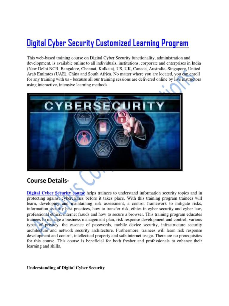 Digital Cyber Security Customized Learning Program | PDF | Internet ...