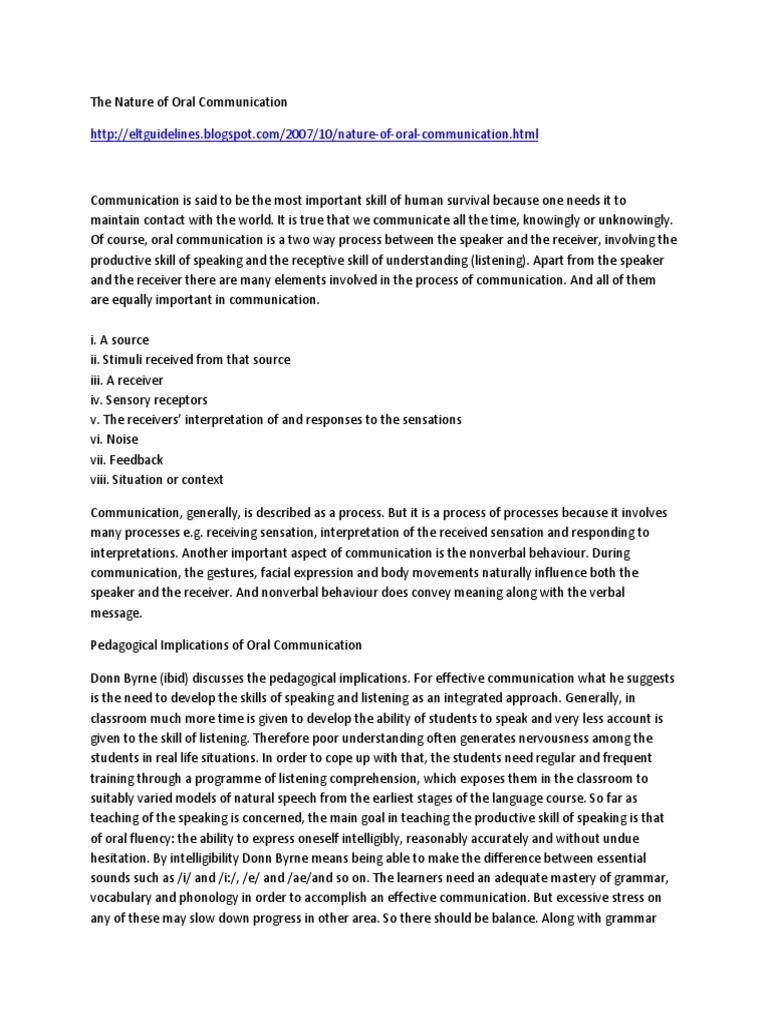 Understanding Oral Communication Skills | PDF | Nonverbal Communication ...