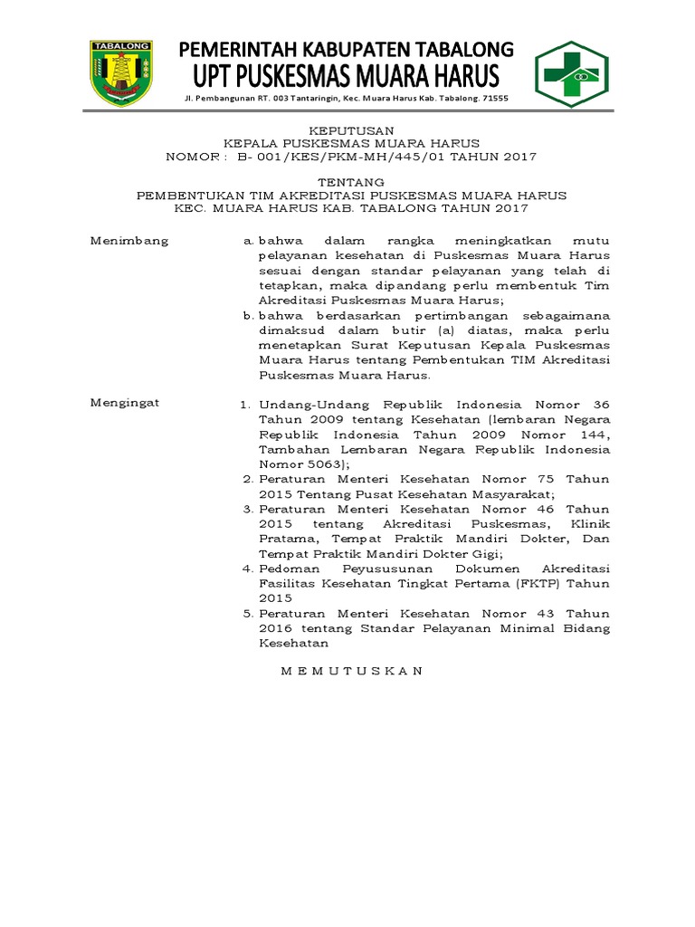 Sk Tim Akreditasi 2017