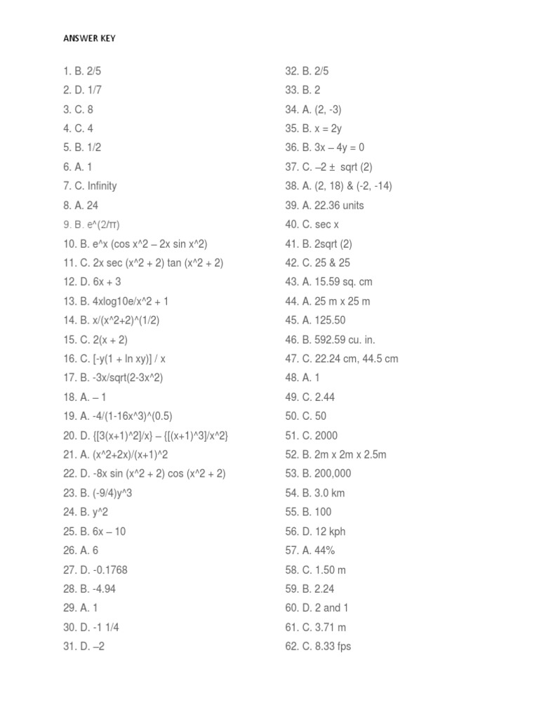 Answer Key Calculus MCQ | PDF | Teaching Methods & Materials | Science ...
