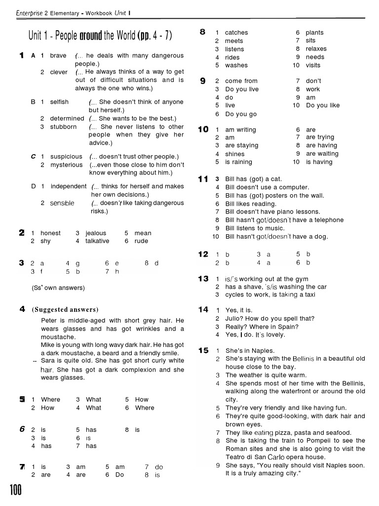 Enterprise 2 Workbook Key PDF | PDF | Menu | Leisure