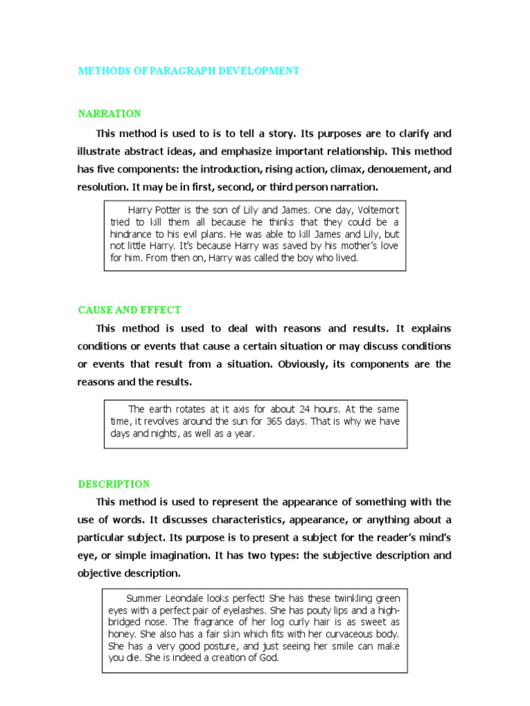 Paragraph Development Methods Explained Pdf Cognitive Science