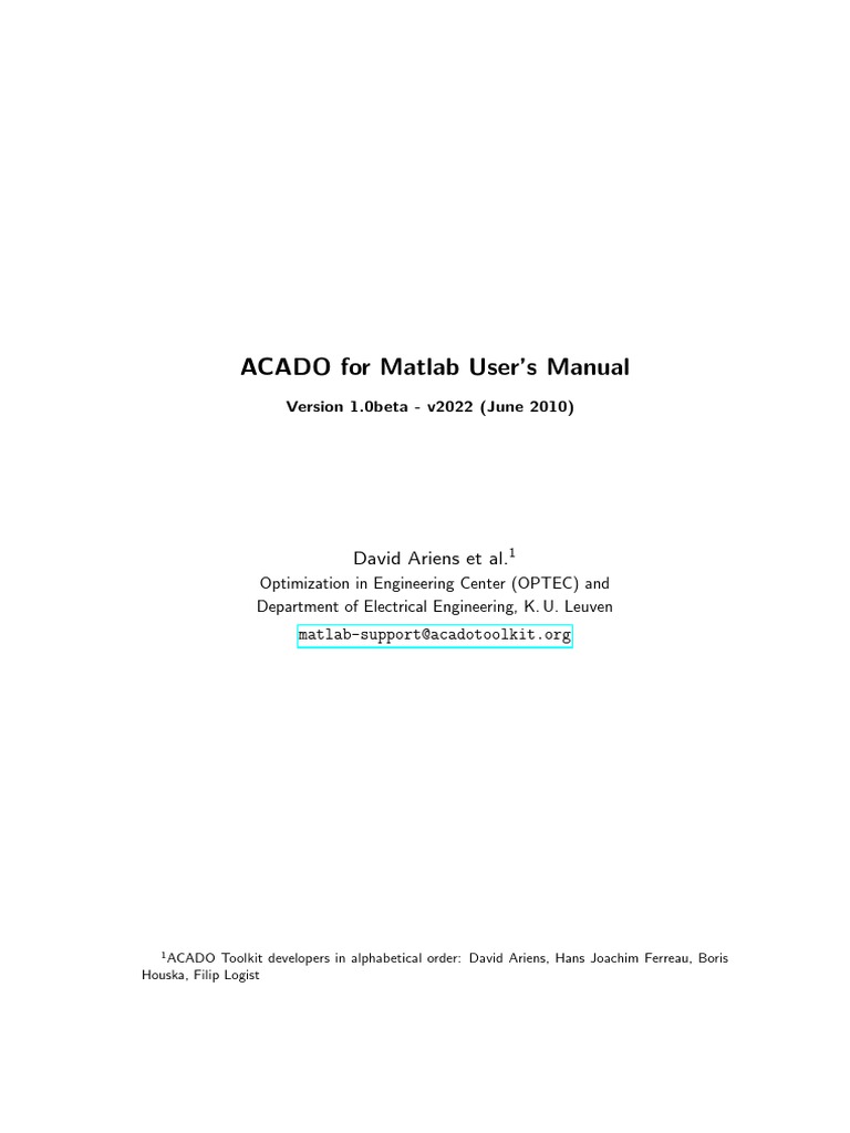 acado_matlab_manual.pdf Matlab Areas Of Computer Science