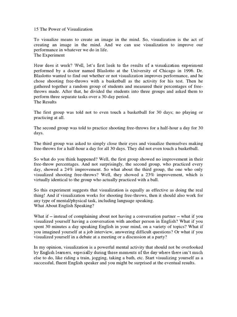 15 The Power of Visualization | PDF | Mental Image | Job Interview