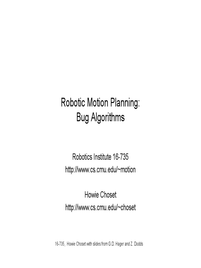 Robotic Motion Planning: Bug Algorithms | PDF | Sonar | Infrared