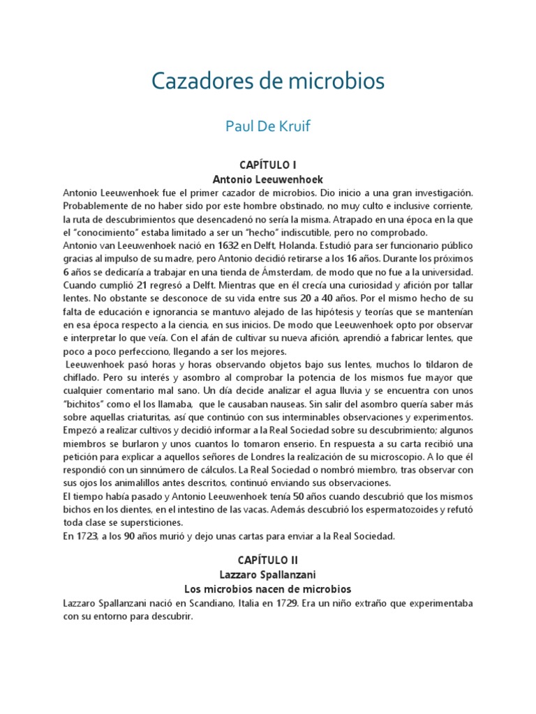 Cazadores de Microbios Síntesis | PDF | Luis Pasteur | Rabia