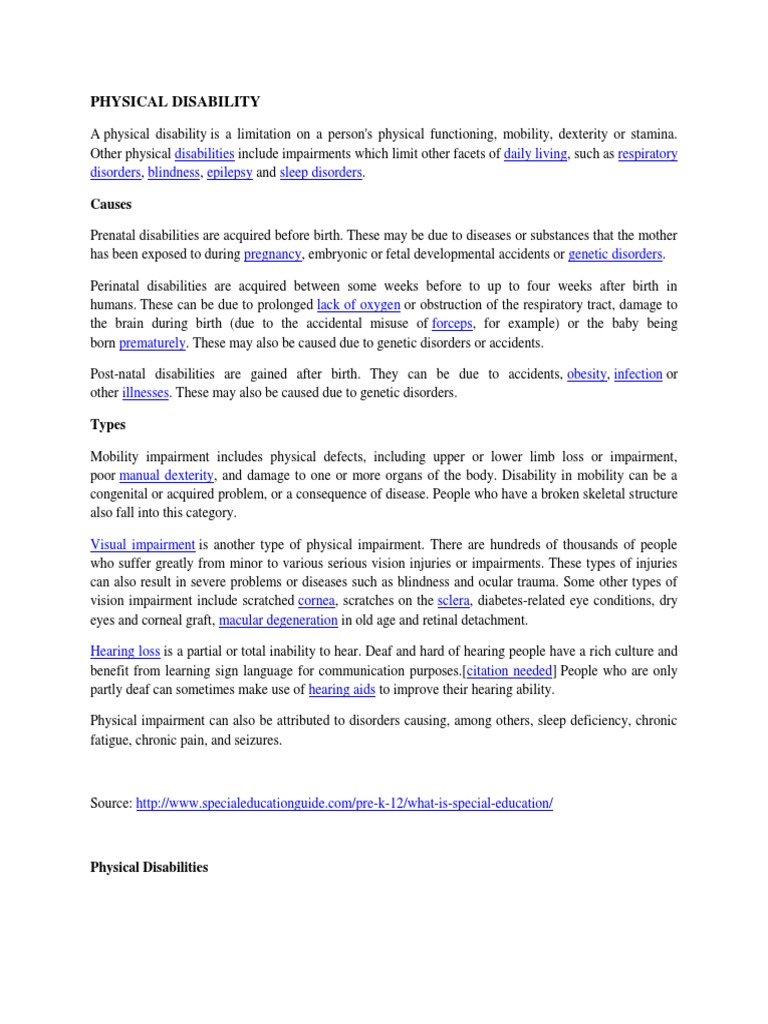 Physical Disability | PDF | Medicine | Clinical Medicine