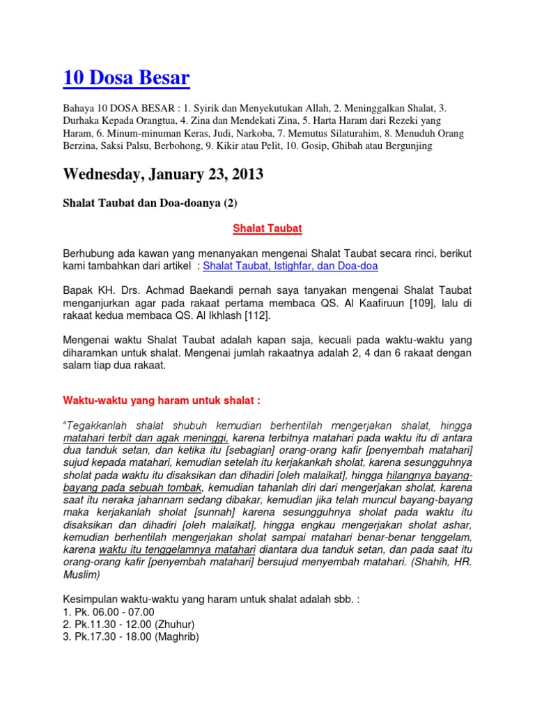 Sholat Tahajud Dan Tobat