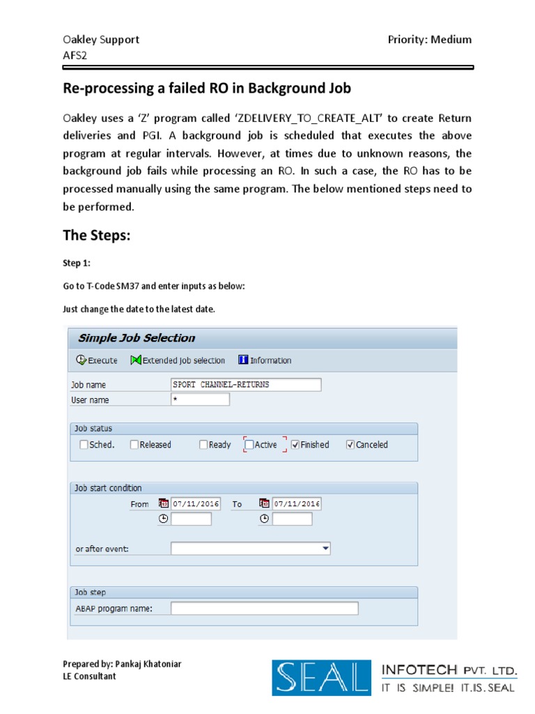 How To Reprocess A Failed Background Job in SAP | PDF | Screenshot ...