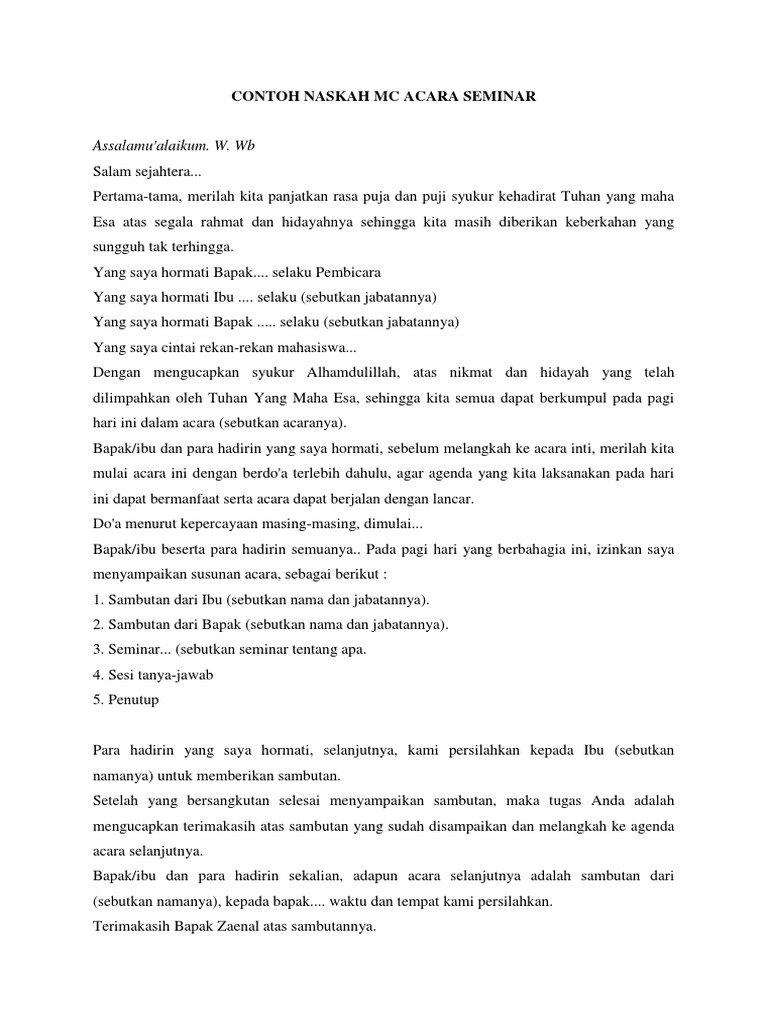 Contoh Naskah Mc