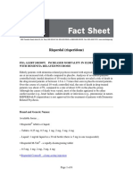 Risperdal (Risperidone) : Fda Alert (08/2007) Increased Mortality in Elderly Patients With Dementia Related Psychosis