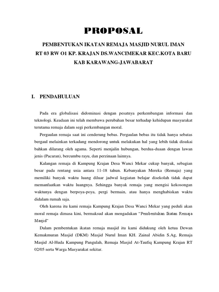 Proposal Remaja Masjid Guru Paud