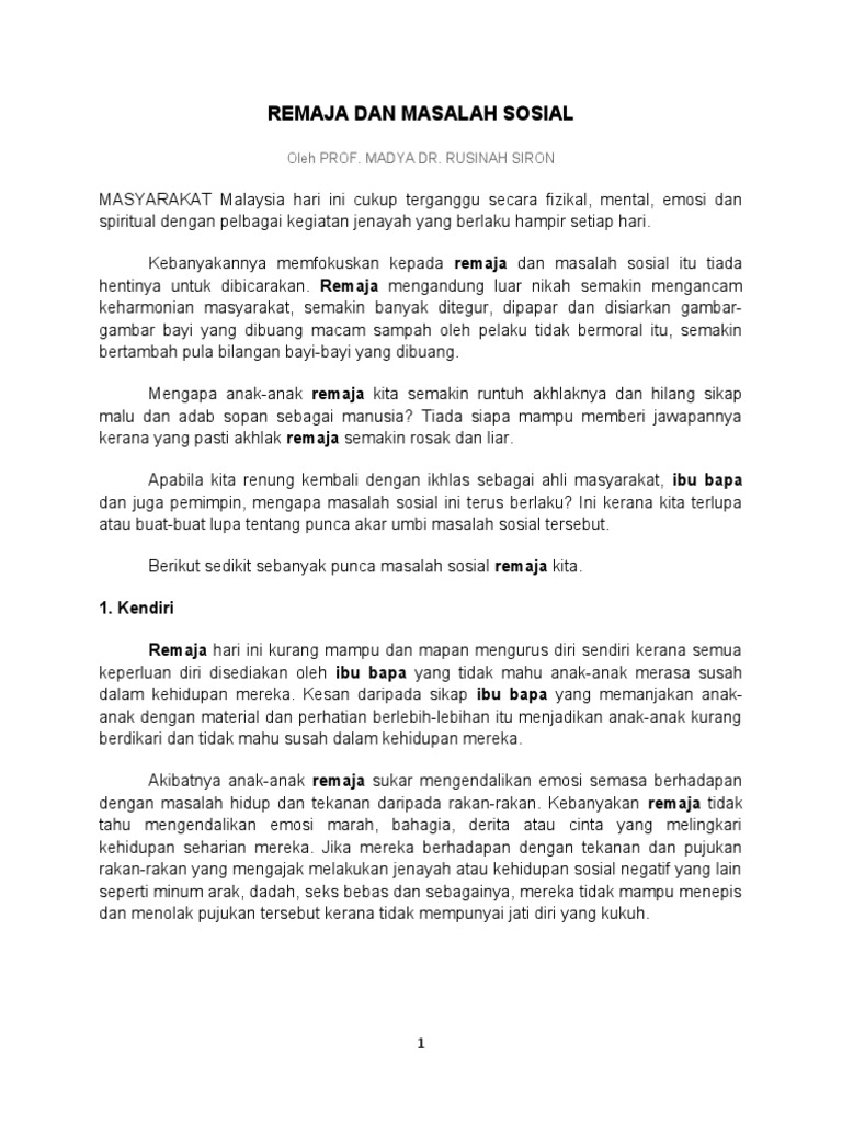 Remaja Dan Masalah Sosial Pdf