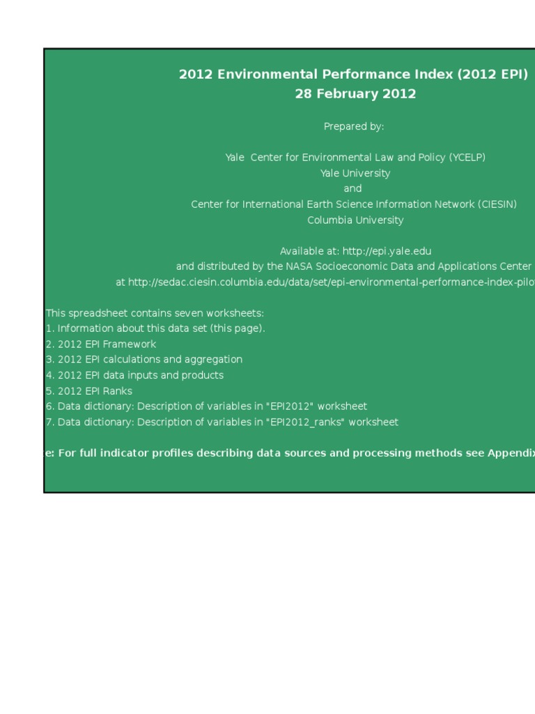 2012 Environmental Performance Index | PDF | International Energy ...